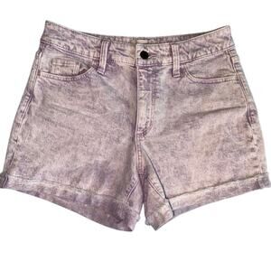 Universal Thread Vintage Midi Shorts Women's Purple Acid Wash Denim Zip Fly - 2